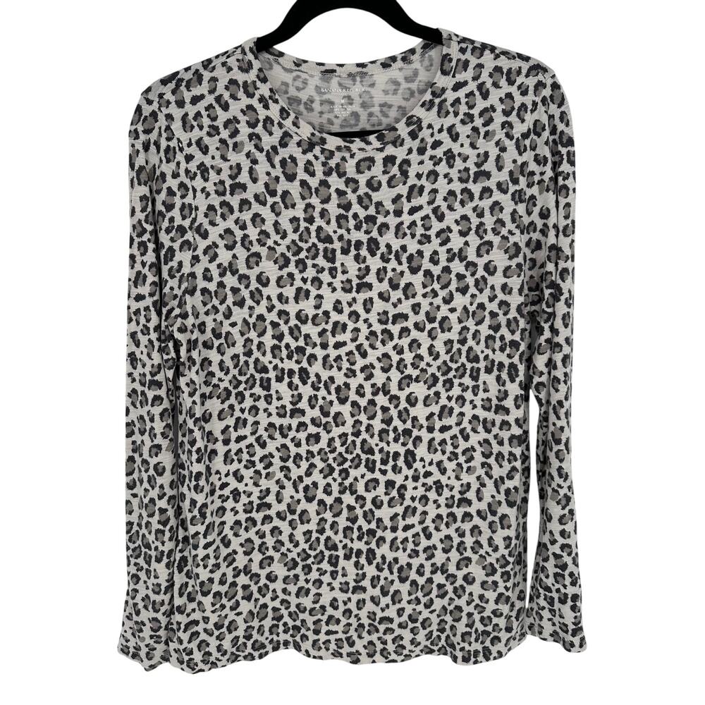 Banana Republic Gray Animal Print Long Sleeve Tee Shirt Cotton Modal Blend M